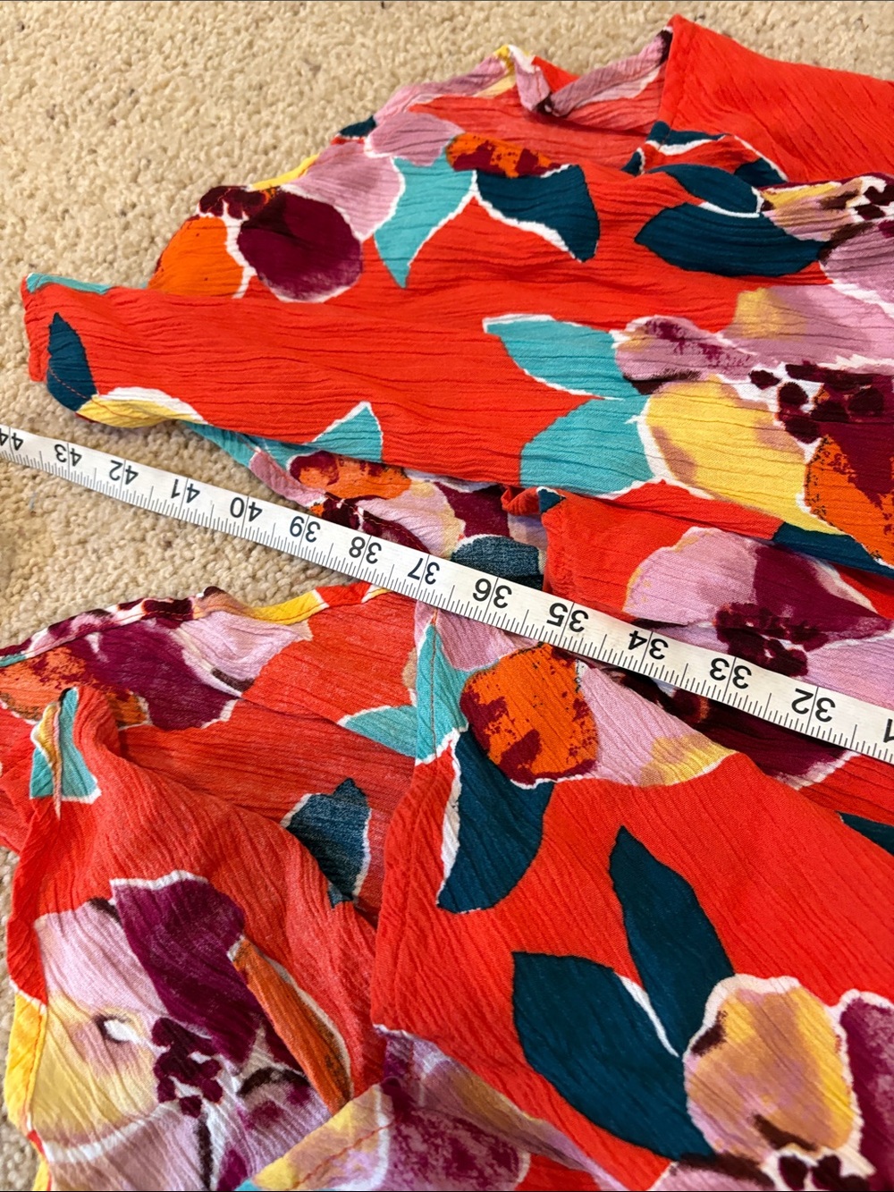 Maurices Red Floral Tie-Strap Handkerchief Hem Dress - Picture 8 of 8